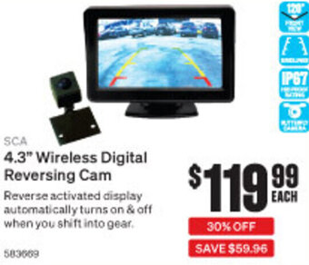 SuperCheap Auto 4.3" Wireless Digital Reversing Cam offer