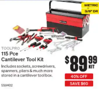 SuperCheap Auto 115 Pce Cantilever Tool Kit offer