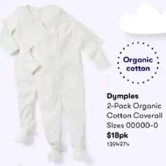 BIG W Dymples 2-Pack Organic Cotton Coverall offer