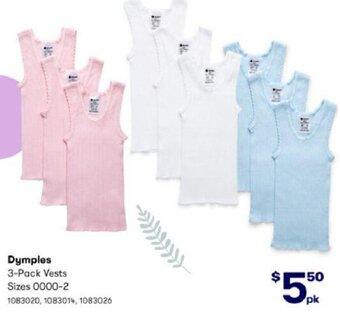 BIG W Dymples 3-Pack Vests offer