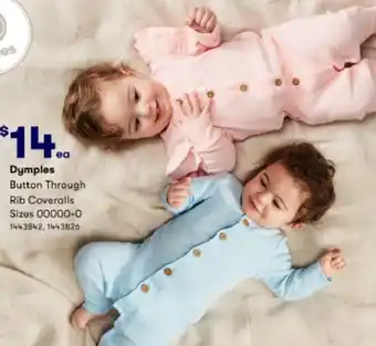 BIG W Dymples Button Through  Rib Coveralls offer