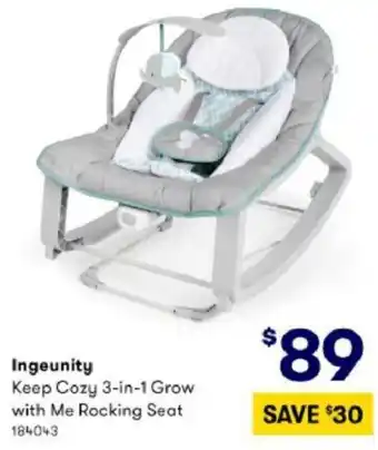 BIG W Ingeunity Keep Cozy 3-In-1 Grow With Me Rocking Seat offer