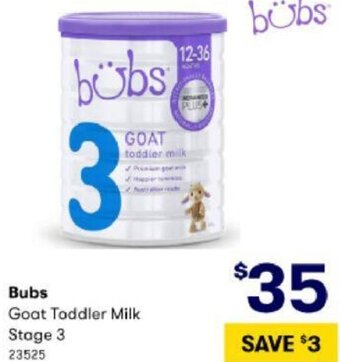 BIG W Bubs Goat Toddler Milk Stage 3 offer