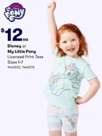 BIG W Disney or My Little Pony Licensed Print Tees offer