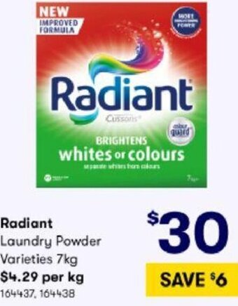 BIG W Radiant Laundry Powder Varieties 7Kg offer