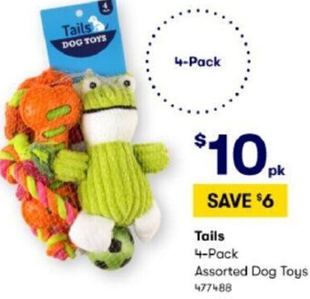 BIG W Tails 4-Pack Assorted Dog Toys offer