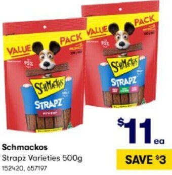 BIG W Schmackos Strapz Varieties 500g offer