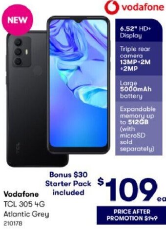 BIG W Vodafone TCL 305 4G Atlantic Grey offer