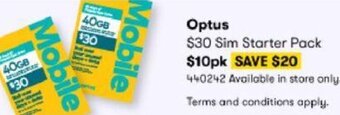 BIG W Optus $30 Sim Starter Pack offer