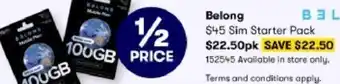 BIG W Belong $45 Sim Starter pack offer