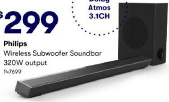 BIG W Philips Wireless Subwoofer Soundbar 320W output offer