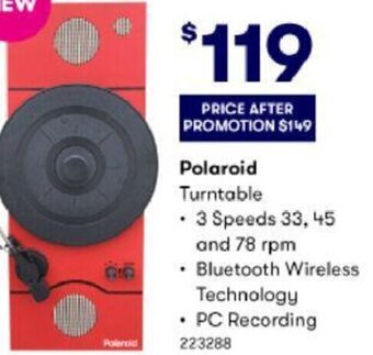 BIG W Polaroid Turntable offer