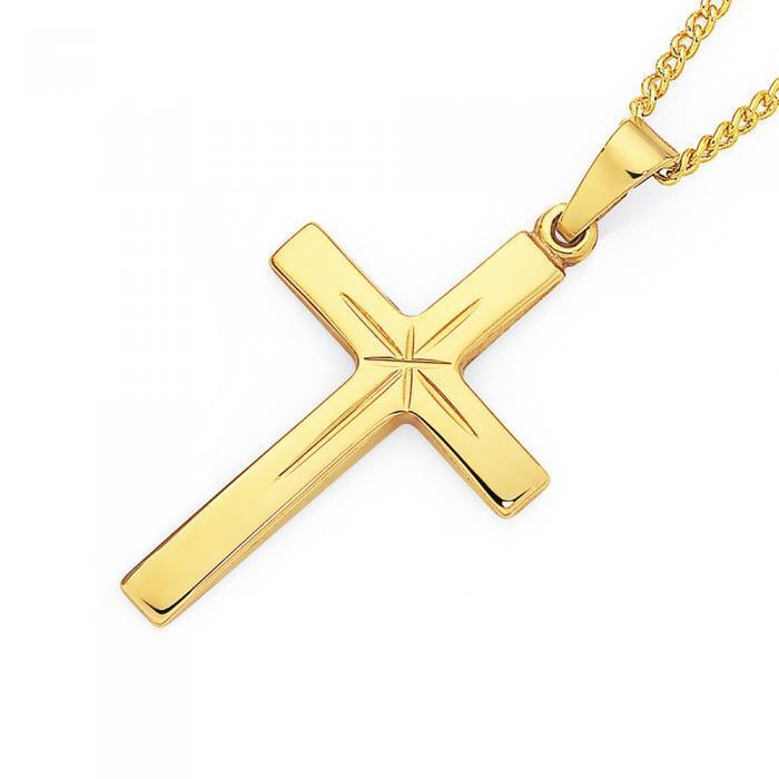 9ct gold 24mm cross pendant offer at 