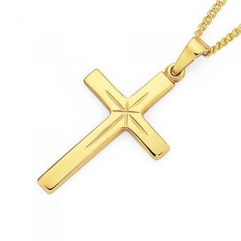 Goldmark 9ct gold 24mm cross pendant offer