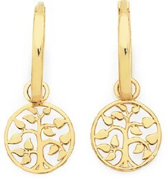 Goldmark 9ct gold tree of life drop huggie earrings offer