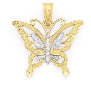 Goldmark 9ct gold two tone butterfly pendant offer