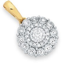 Goldmark 9ct gold diamond cluster pendant offer
