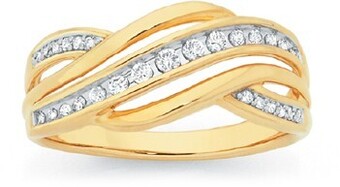 Goldmark 9ct gold diamond swirl dress ring offer