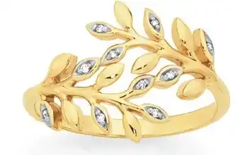9ct gold leaf ring