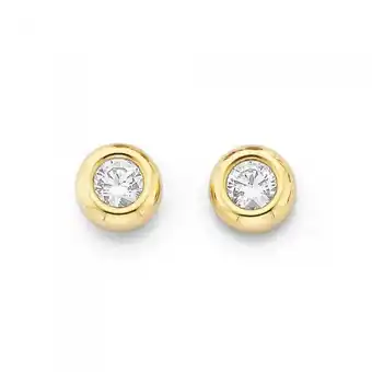 Goldmark 9ct gold cz 4mm round brilliant cut bezel studs offer