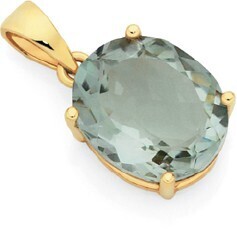 Goldmark 9ct gold green amethyst oval pendant offer