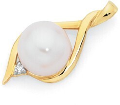 Goldmark 9ct gold cultured freshwater pearl & diamond pendant offer