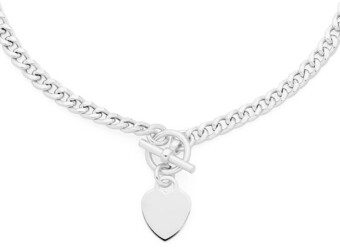 Goldmark Sterling silver 45cm curb with heart fob necklet offer