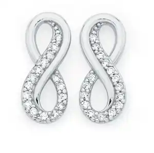 Goldmark Sterling silver cubic zirconia double infinity stud earrings offer