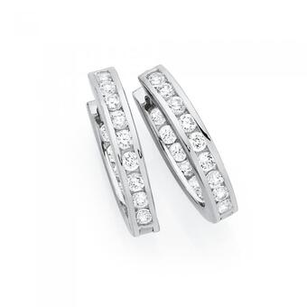 Goldmark Sterling silver 15mm channel set cubic zirconia inside out hoop earrings offer