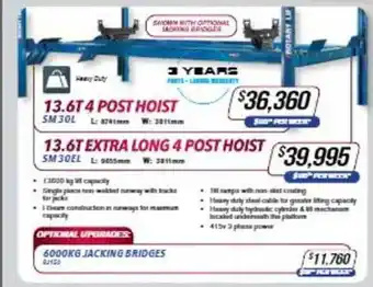 Burson Auto Parts 13.6t 4 post hoist or 13.6t extra long 4 post hoist offer