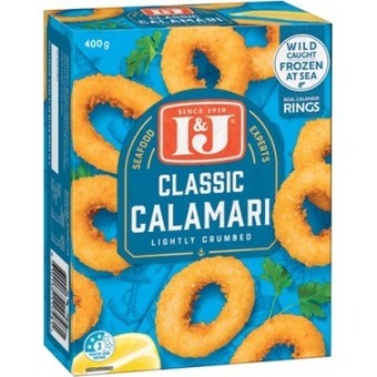IGA I&j crumbed calamari rings 360-400g selected varieties offer