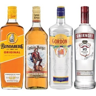 IGA Bundaberg rum up, captain morgan spiced gold rum, gordon’s dry gin or smirnoff red label vodka 1 litre offer