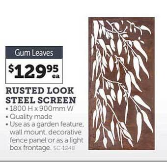 Stratco Rusted look steel screen offer