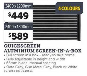 Stratco Quickscreen aluminium screen-in-a-box offer