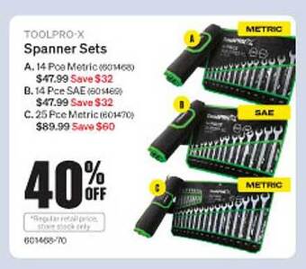 SuperCheap Auto Toolpro-x spanner sets offer