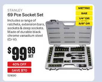 SuperCheap Auto Stanley 69 pce socket set offer