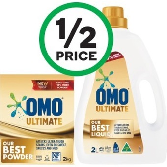 Woolworths Omo ultimate laundry powder 2 kg or liquid 2 litre offer