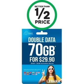 Woolworths Lebara $29.90 starter kit¥ offer