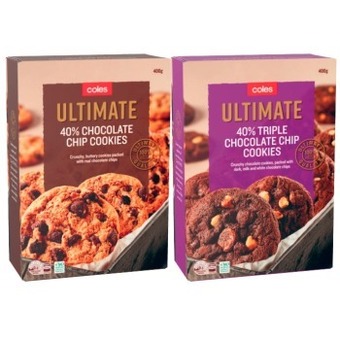 Coles Coles ultimate 40% chocolate chip cookies 400g offer