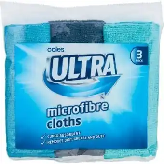 Coles Coles ultra microfibre cloths 3 pack offer