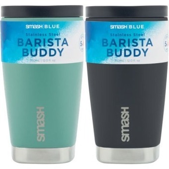 Coles Smash blue stainless steel barista buddy 350ml offer