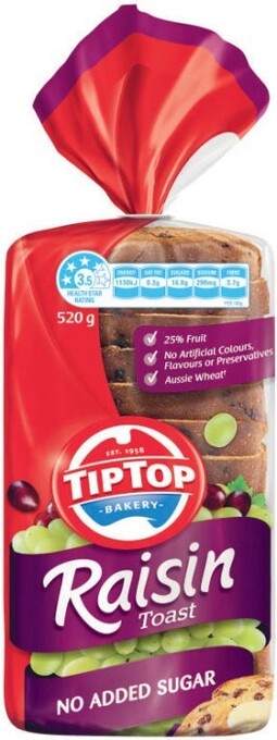 Coles Tip top raisin toast 520g-600g offer
