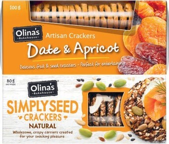 Coles Olina’s artisan or simply seed crackers 80g-100g offer