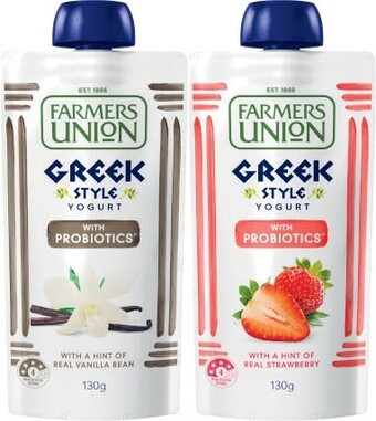 Coles Farmers union yogurt pouch 130g offer