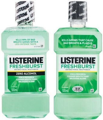 Coles Listerine mouthwash freshburst or freshburst zero 500ml offer