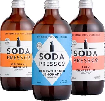 BIG W Soda Press Co. Assorted Syrups 500ml offer