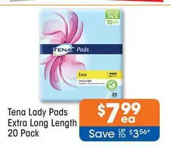 Good Price Pharmacy Tena lady pads extra long length offer