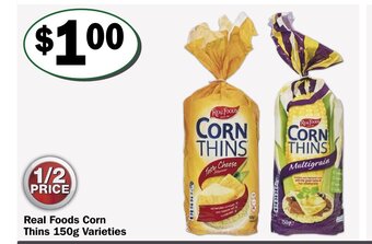 Real Foods Corn Thins 150g Varieties