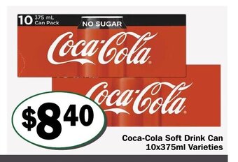 Friendly Grocer Coca-Cola Soft Drink Can 10x375ml Varieties offer