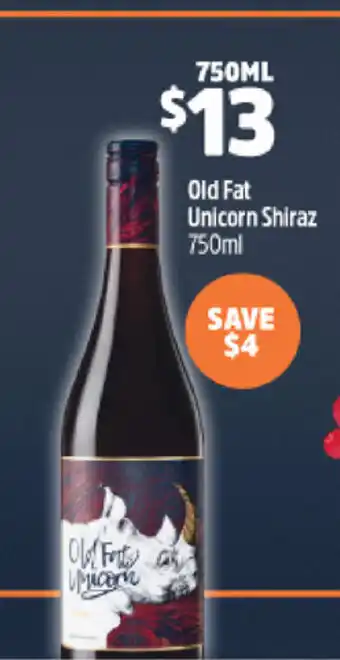 BWS Old Fat Unicorn Shiraz 750ml offer